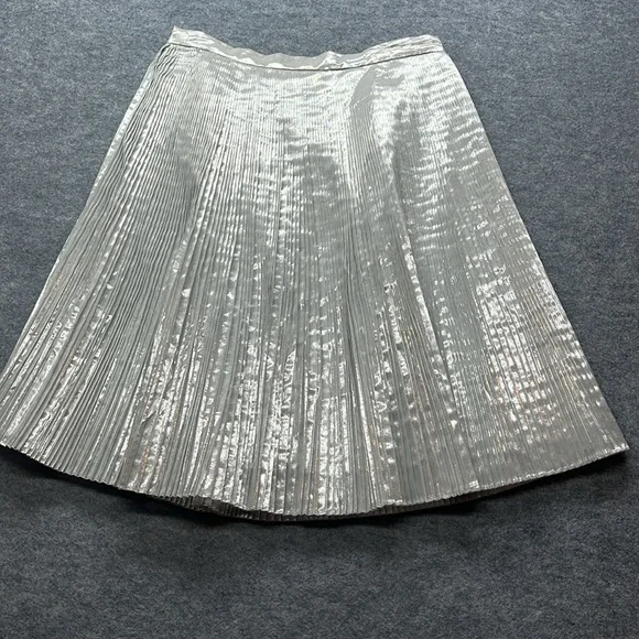 Talbots Metallic Silver Micro Pleat A-line Skirt - Picture 6 of 6